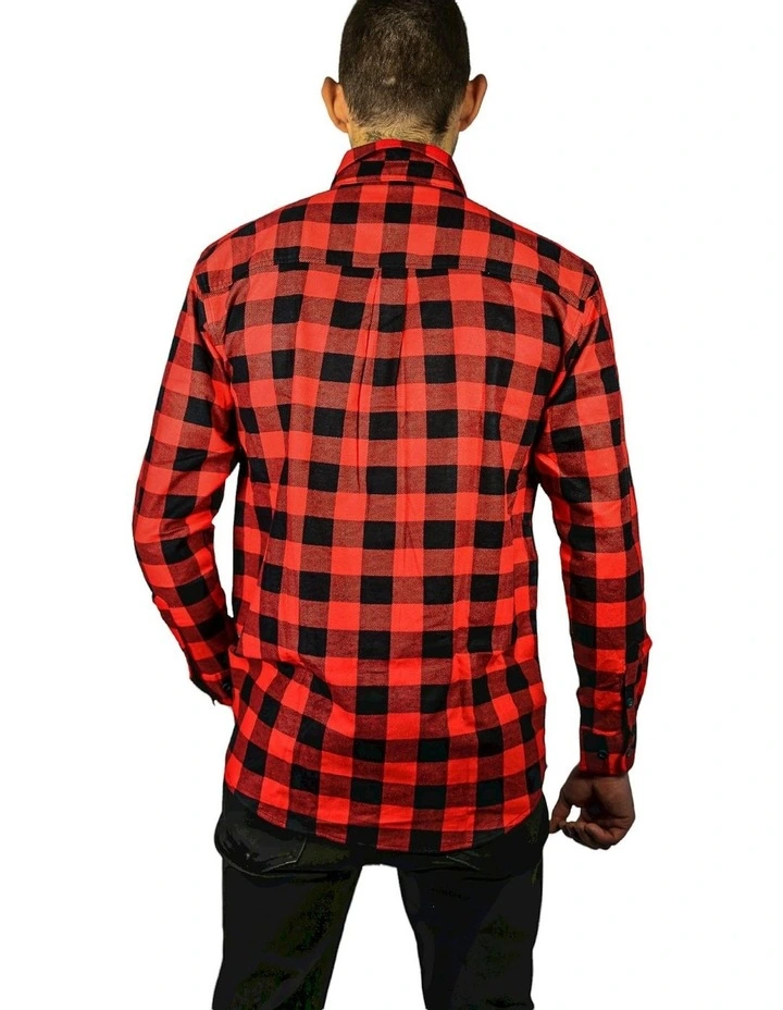 Quilted Flannelette Shirt Jacket in Red image 2