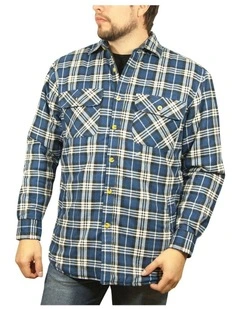 Quilted Flannelette Shirt Jacket in Blue