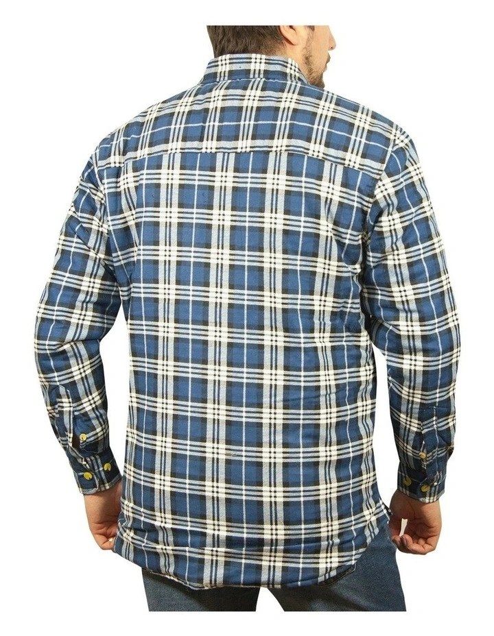 Quilted Flannelette Shirt Jacket in Blue image 2