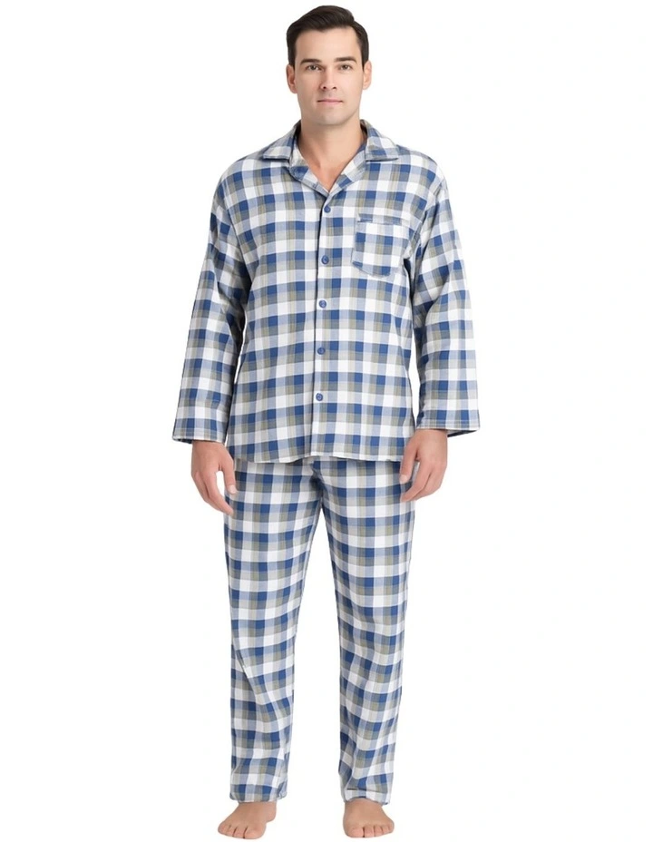 Flannelette Pyjama Set 2 Piece in Blue image 1
