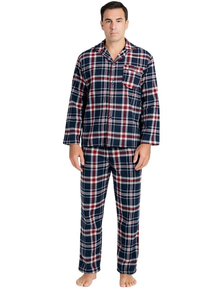 Flannelette Pyjama Set 2 Piece in Blue image 1