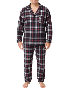 Mens 100% Cotton Plus Size Flannelette Pyjama Set in Red Check