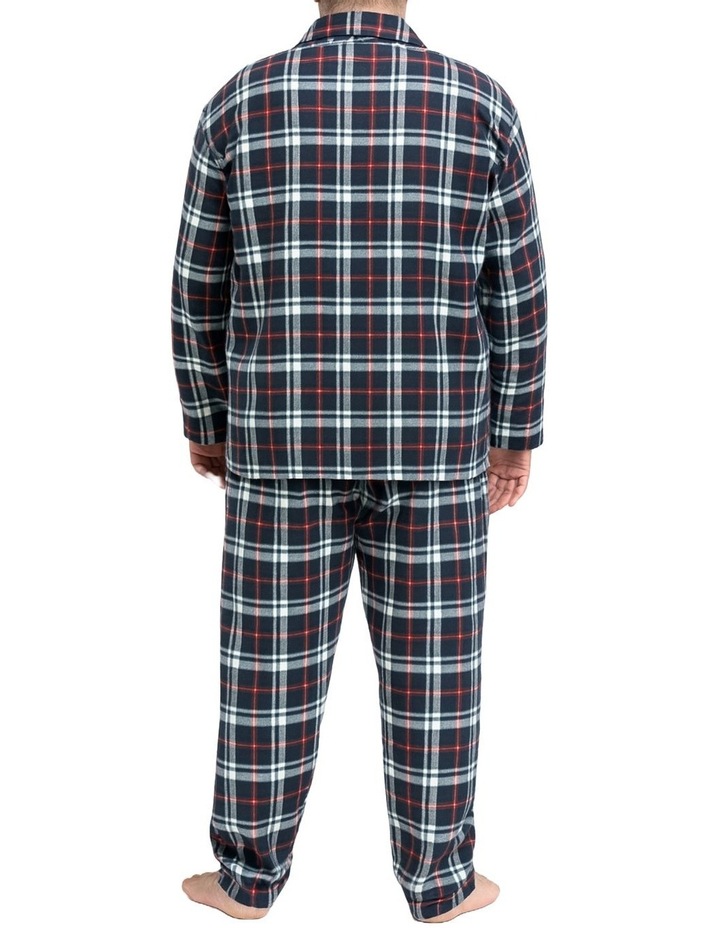 Mens 100% Cotton Plus Size Flannelette Pyjama Set in Red Check image 2
