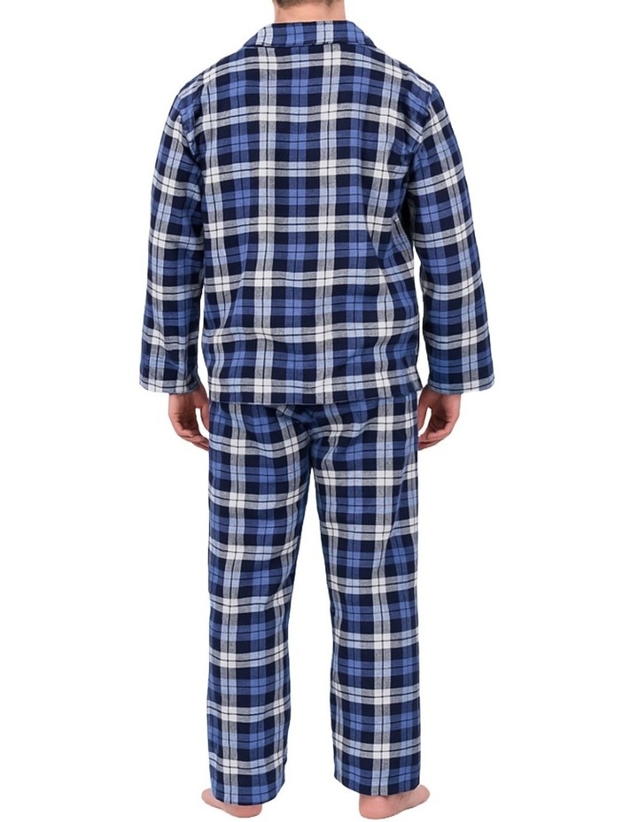 Mens 100% Cotton Plus Size Flannelette Pyjama Set in Blue Check image 2