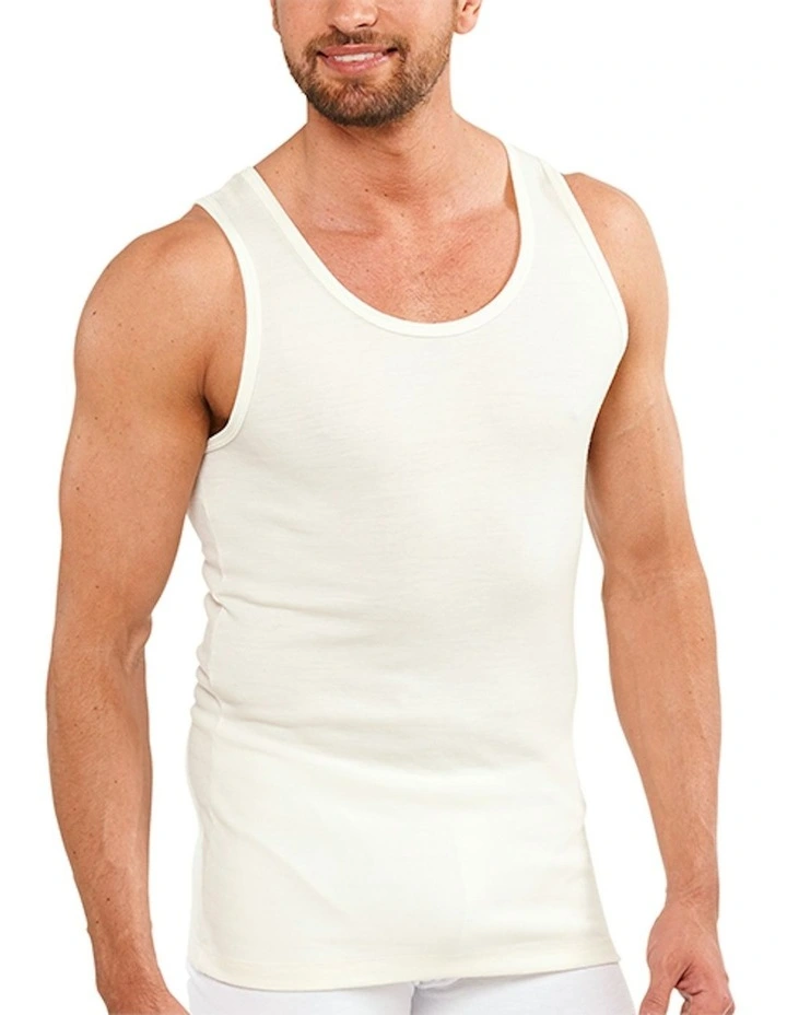 Merino Wool Blend Thermal Sleeveless Top in Beige image 1