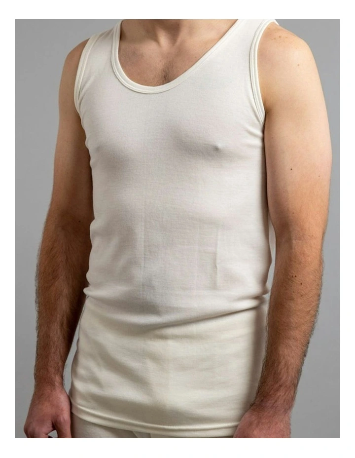 Merino Wool Blend Thermal Sleeveless Top in Beige image 3