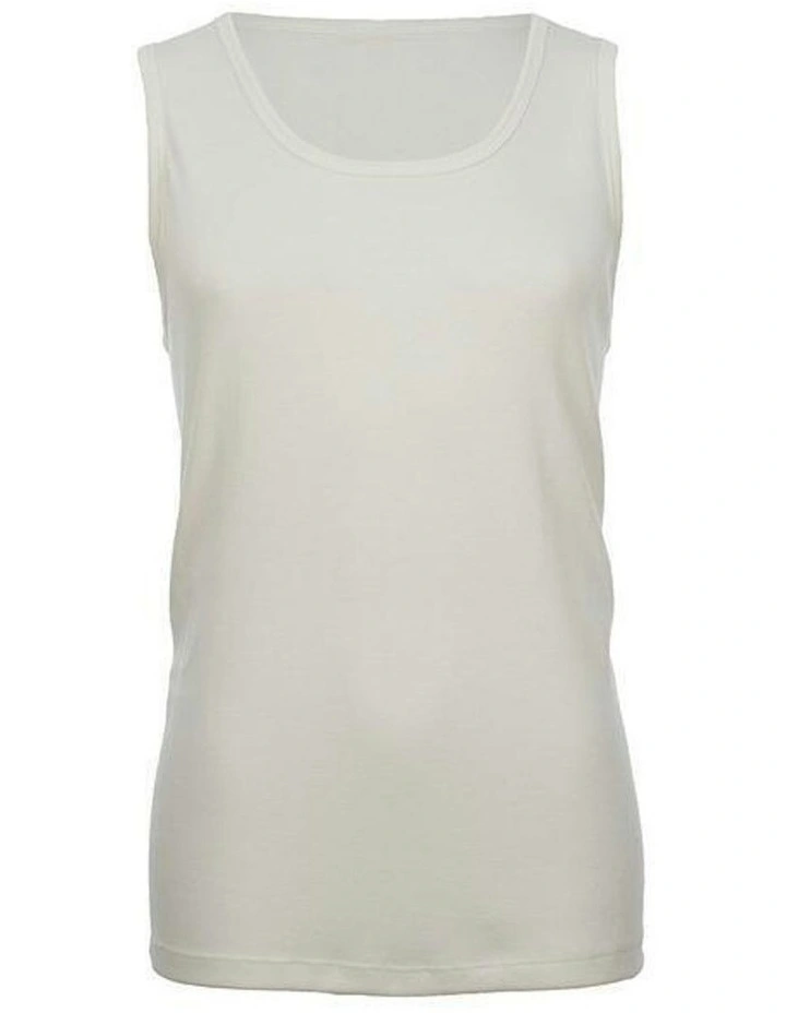 Merino Wool Blend Thermal Sleeveless Top in Beige image 4