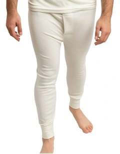 Merino Wool Blend Long Johns Thermal Pant in Beige