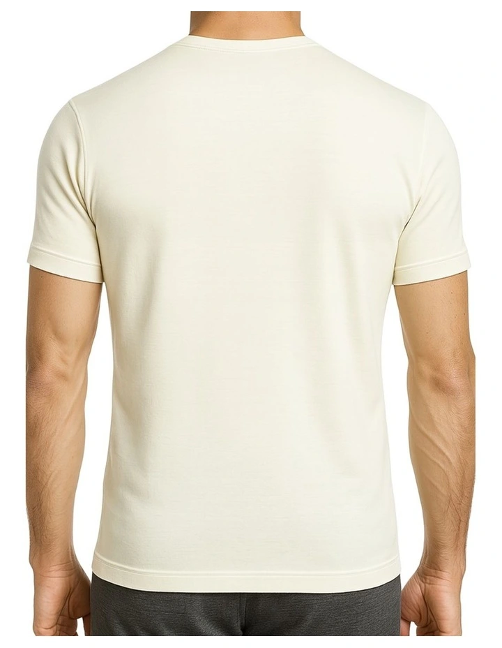 Crew Neck Short Sleeve Thermal T-shirt in Beige image 2
