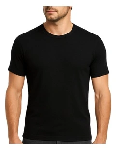 Crew Neck Short Sleeve Thermal T-shirt in Black