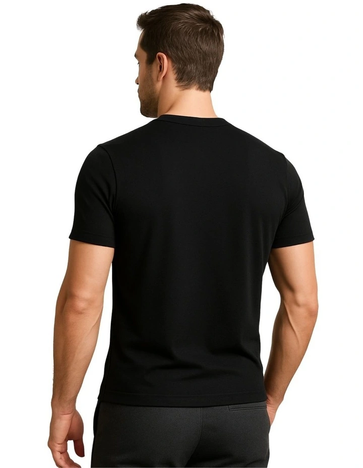 Crew Neck Short Sleeve Thermal T-shirt in Black image 2