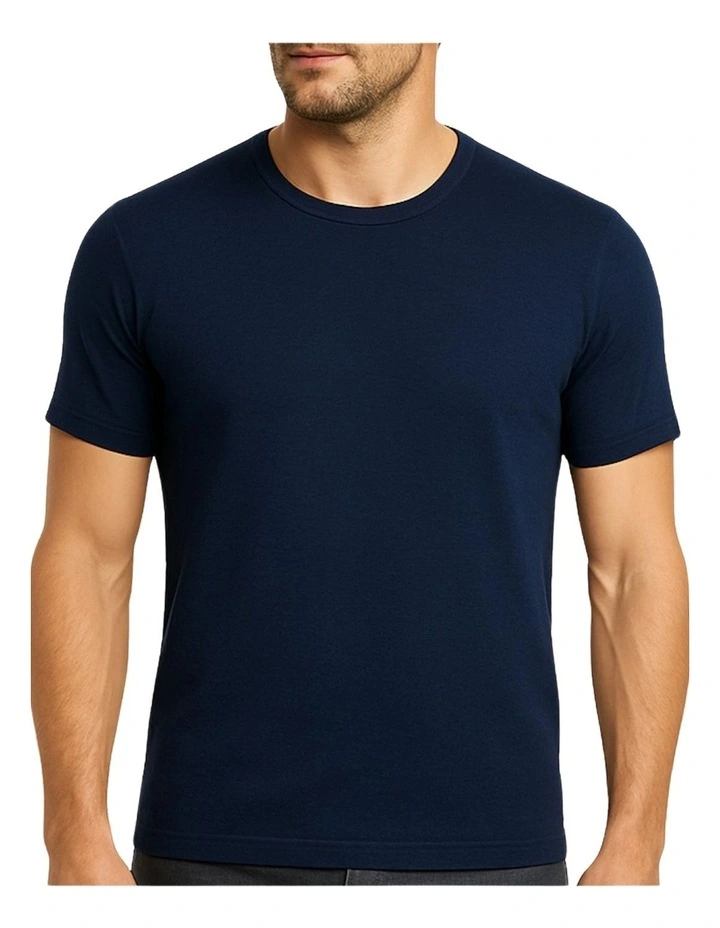 Crew Neck Short Sleeve Thermal T-shirt in Black image 1