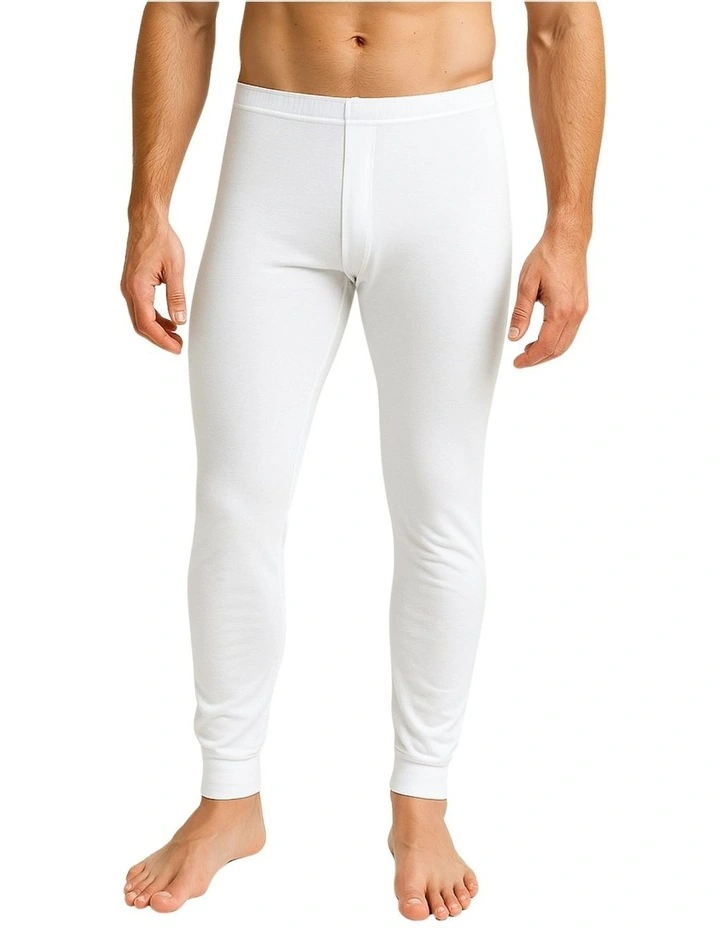 Cotton Long John Thermal Pant in White image 1