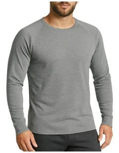 Cotton Raglan Long Sleeve Thermal Top in Grey