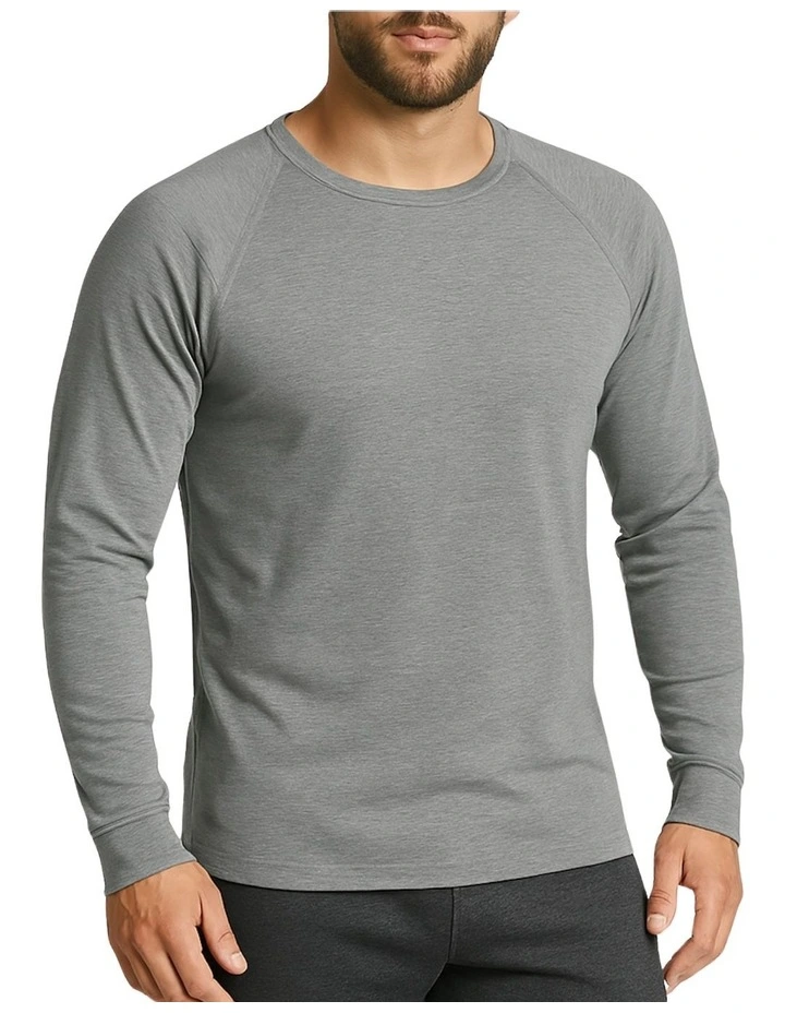 Cotton Raglan Long Sleeve Thermal Top in Grey image 1