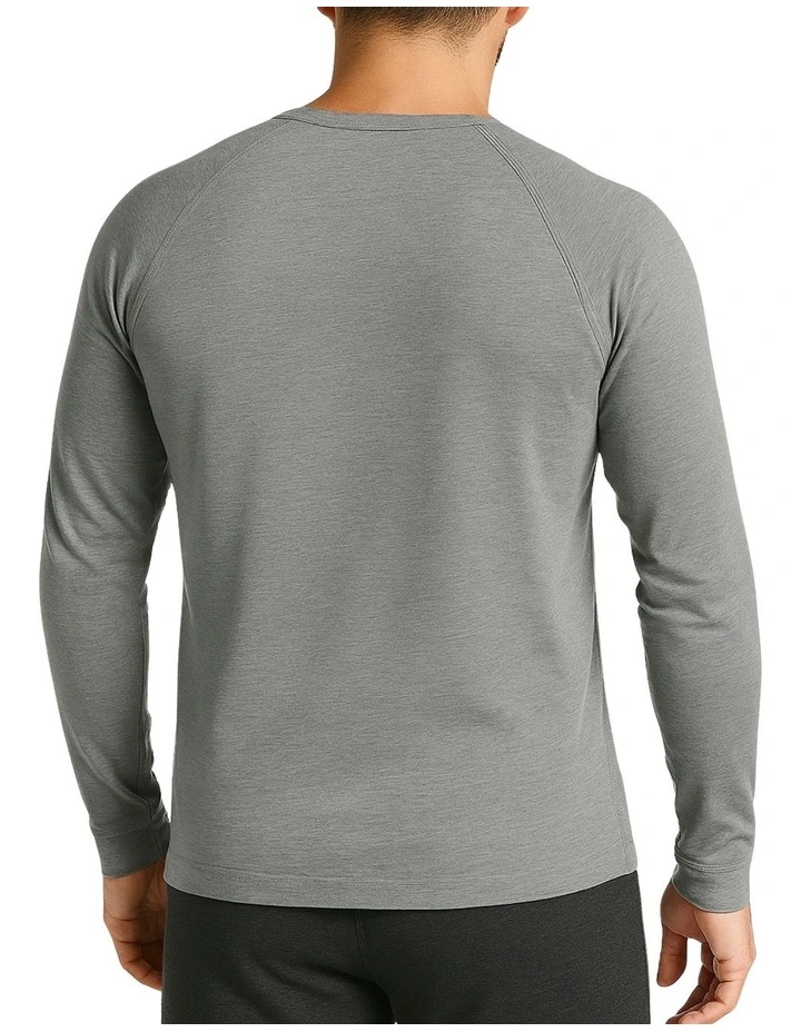 Cotton Raglan Long Sleeve Thermal Top in Grey image 2