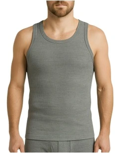 Thermal Cotton Sleeveless Singlet Top in Grey