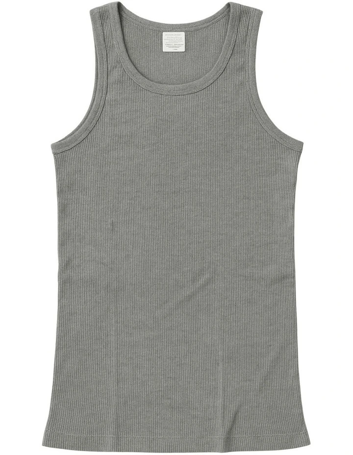 Thermal Cotton Sleeveless Singlet Top in Grey image 2