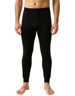 Cotton Long John Thermal Pant in Black