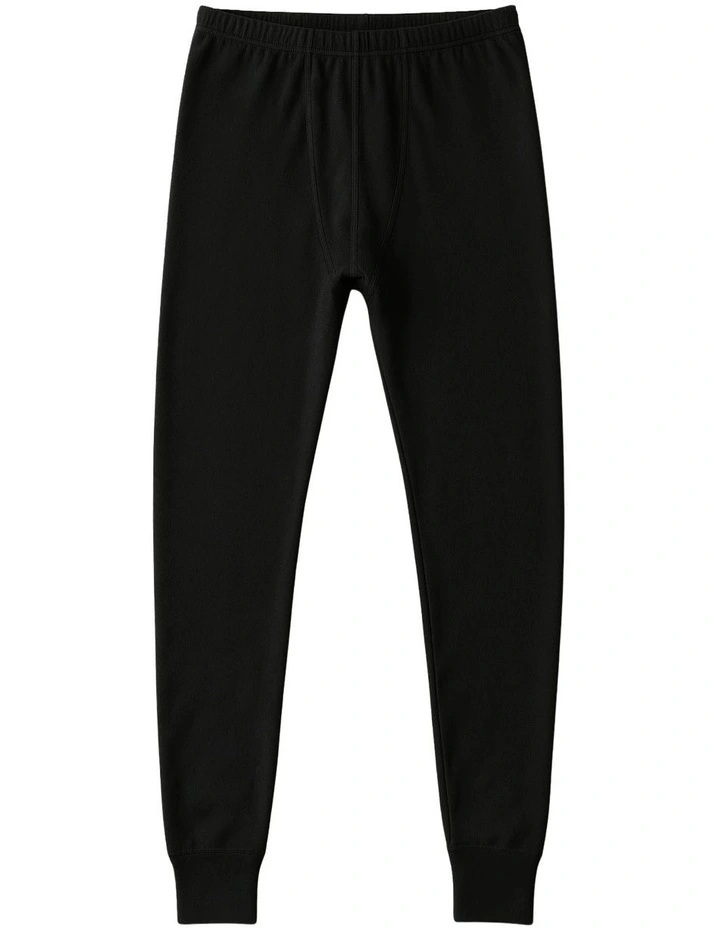 Cotton Long John Thermal Pant in Black image 2