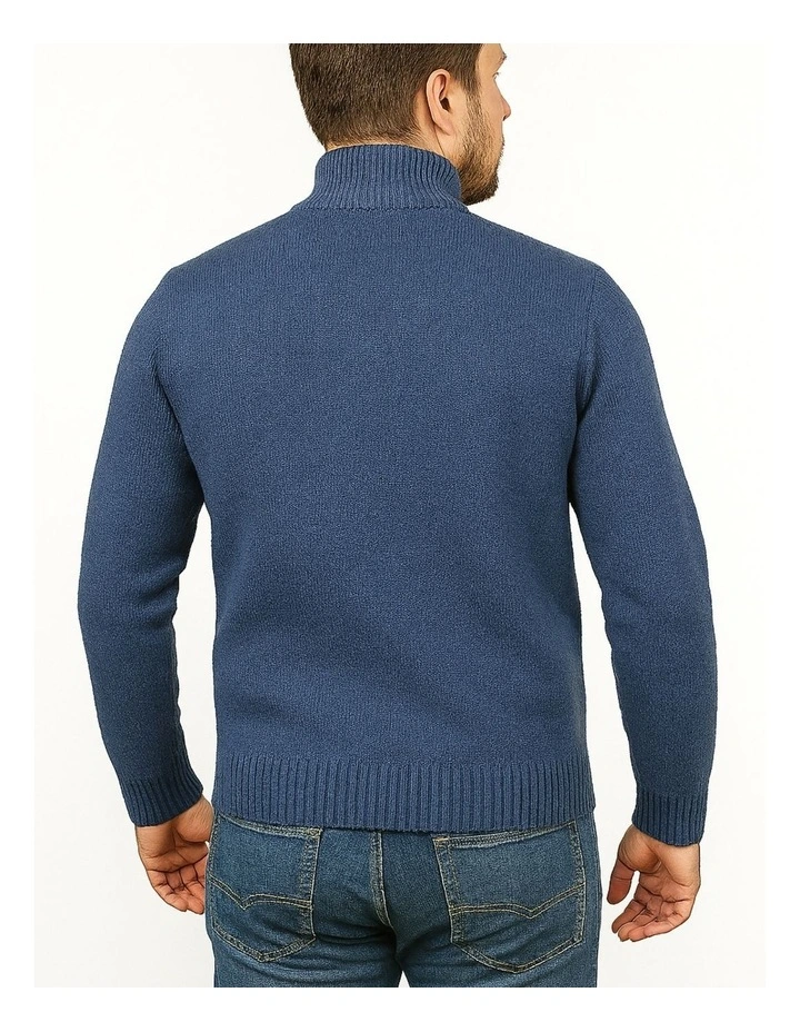 Half Zip Up Knit Jumper in Sky image 2