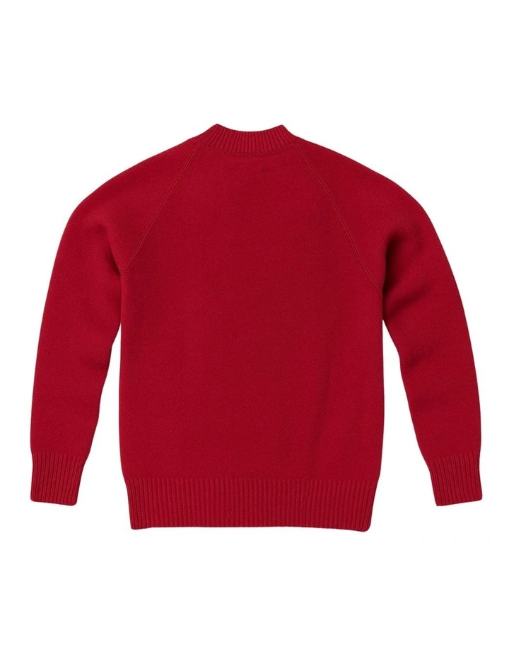 Full Zip Up Knit Jumper in Red image 3
