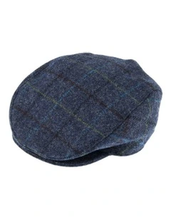 Abraham Moon Tweed Flat Cap in Blue