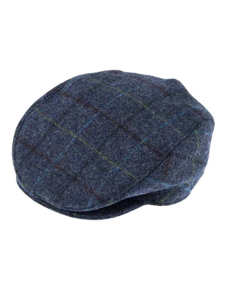 Abraham Moon Tweed Flat Cap in Blue image 1