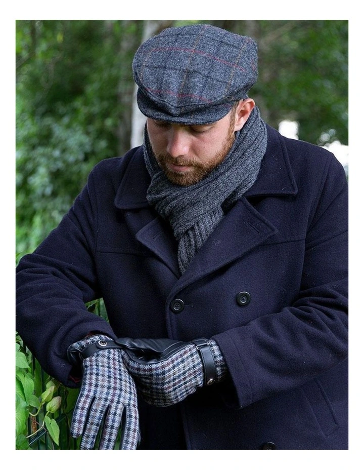 Abraham Moon Tweed Flat Cap in Blue image 2