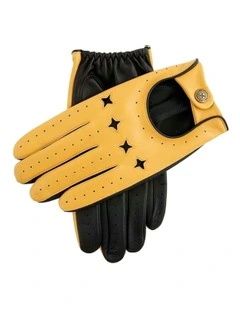 The Suited Racer Touch Screen Genuine Leather Driving Gloves in Yellow