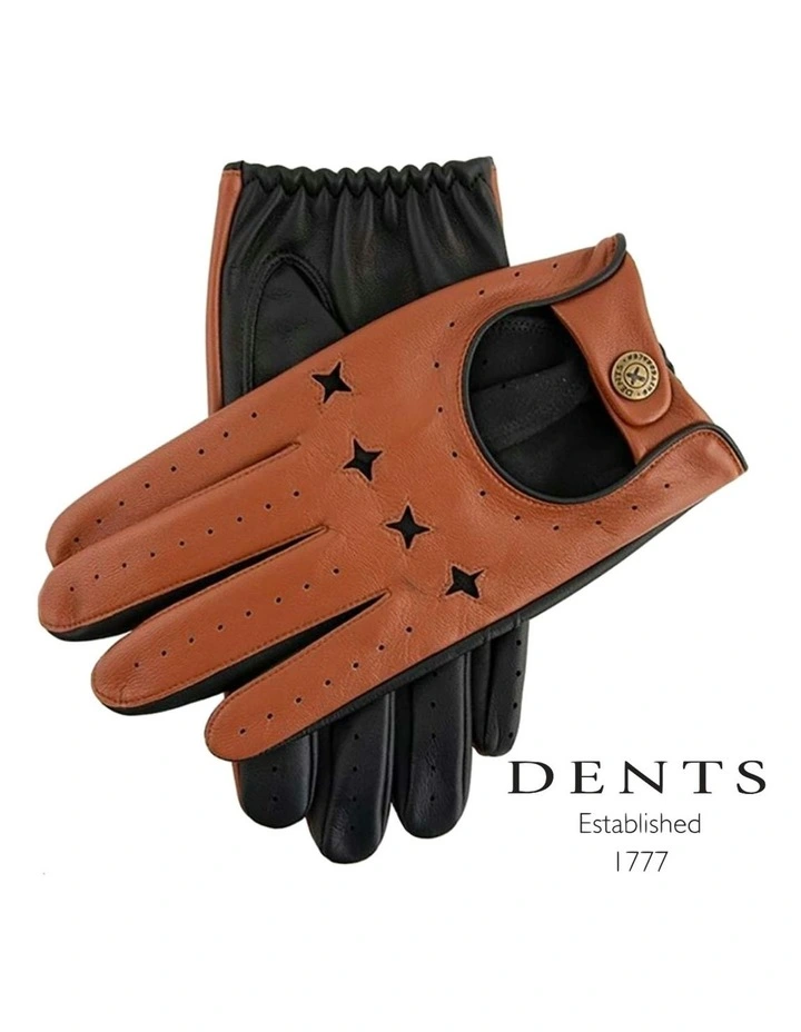The Suited Racer Touchscreen Leather Driving Gloves in Tan image 2