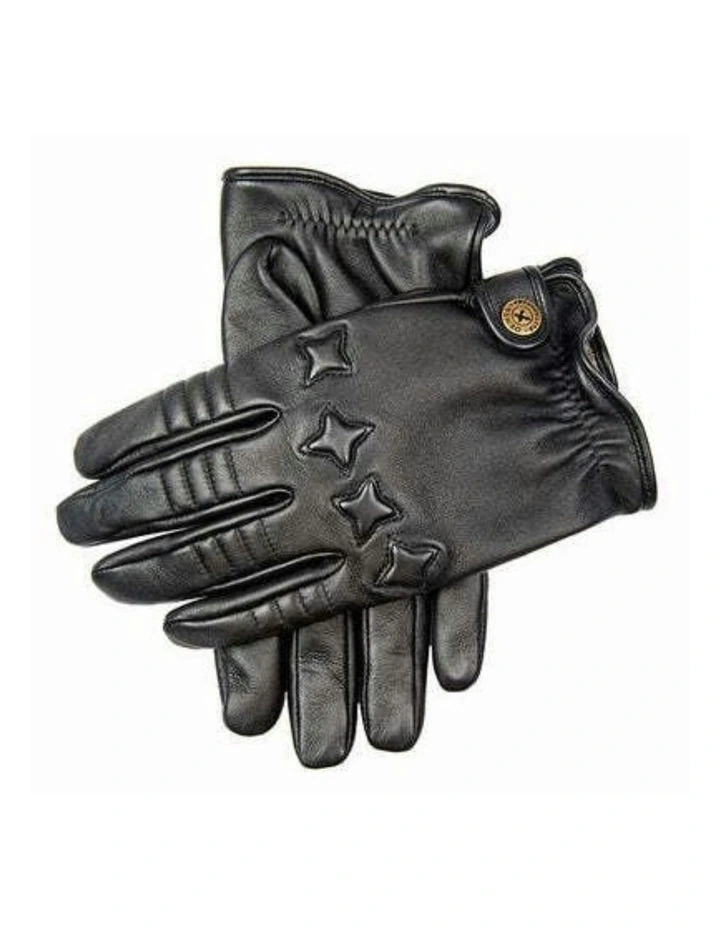 Cashmere Lined Leather Driving Gloves in Black image 1
