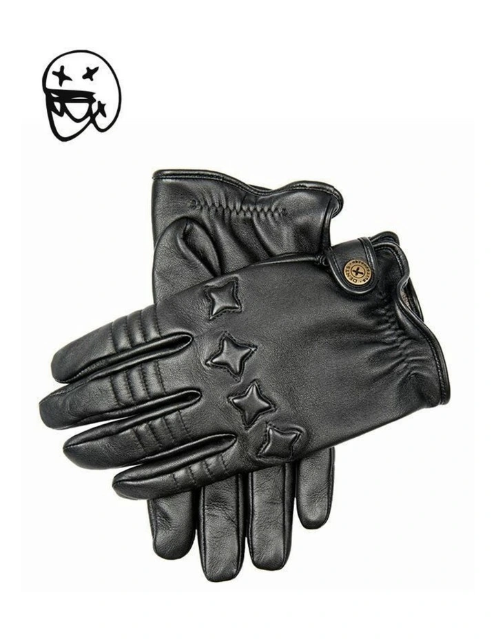 Cashmere Lined Leather Driving Gloves in Black image 2