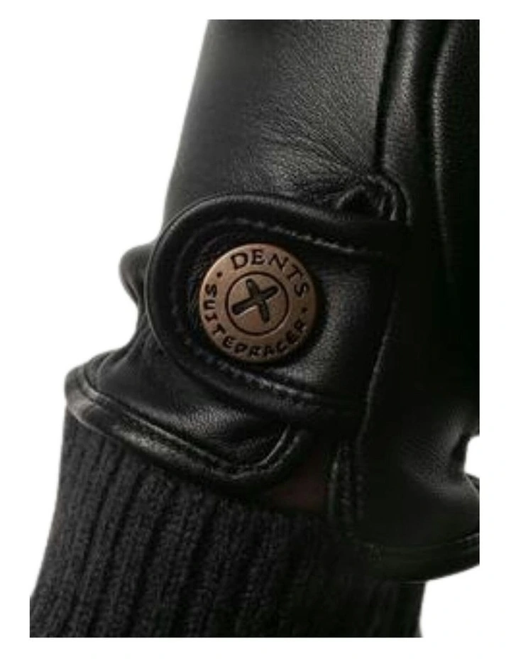 Cashmere Lined Leather Driving Gloves in Black image 4