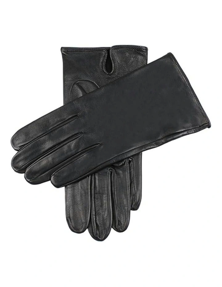 Unlined Leather Driving Gloves in Black image 1