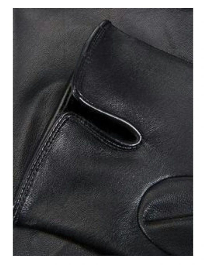 Unlined Leather Driving Gloves in Black image 2