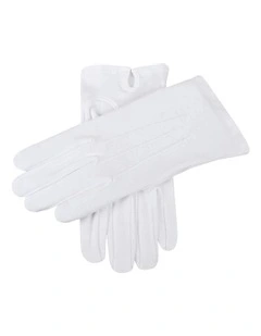 Cotton Dress Gloves with Palm Vent in White