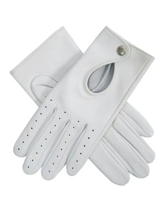 Leather Driving Gloves in Pearl