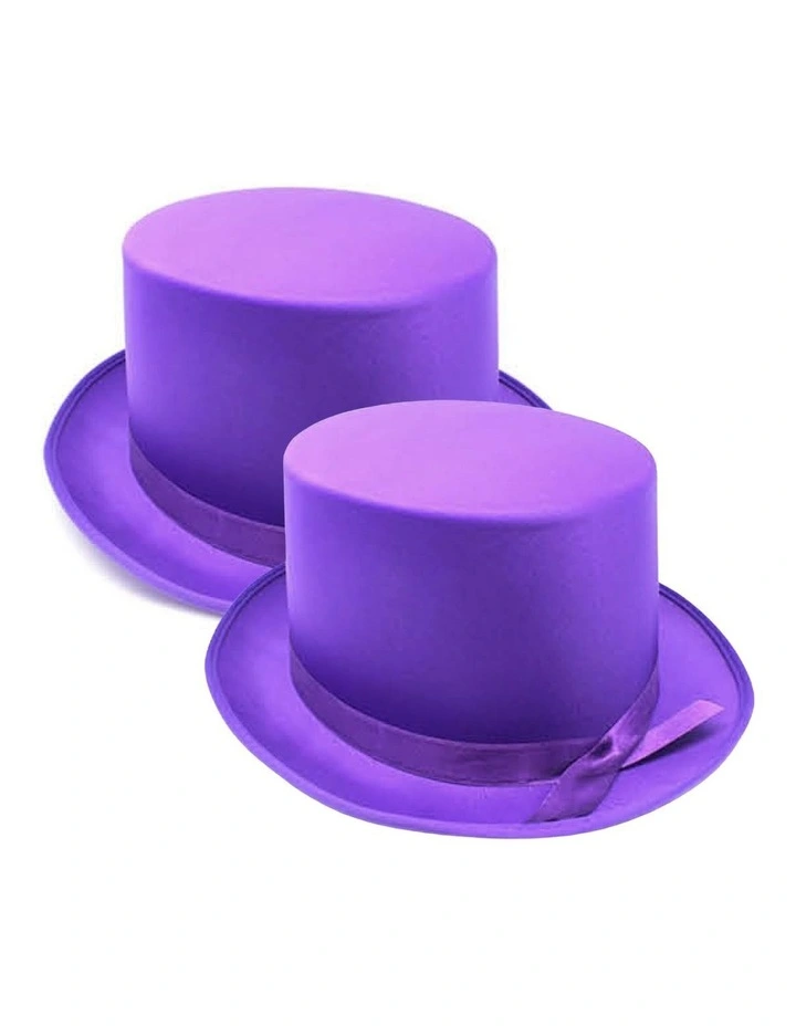 2x Satin Top Hat in Purple image 2