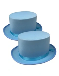 Satin Top Hat x2 in Sky Blue