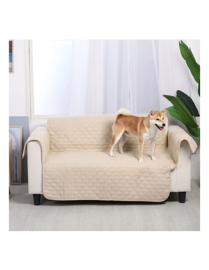 Cozy Quilted Sofa Cover for Loveseat in Oat image 2