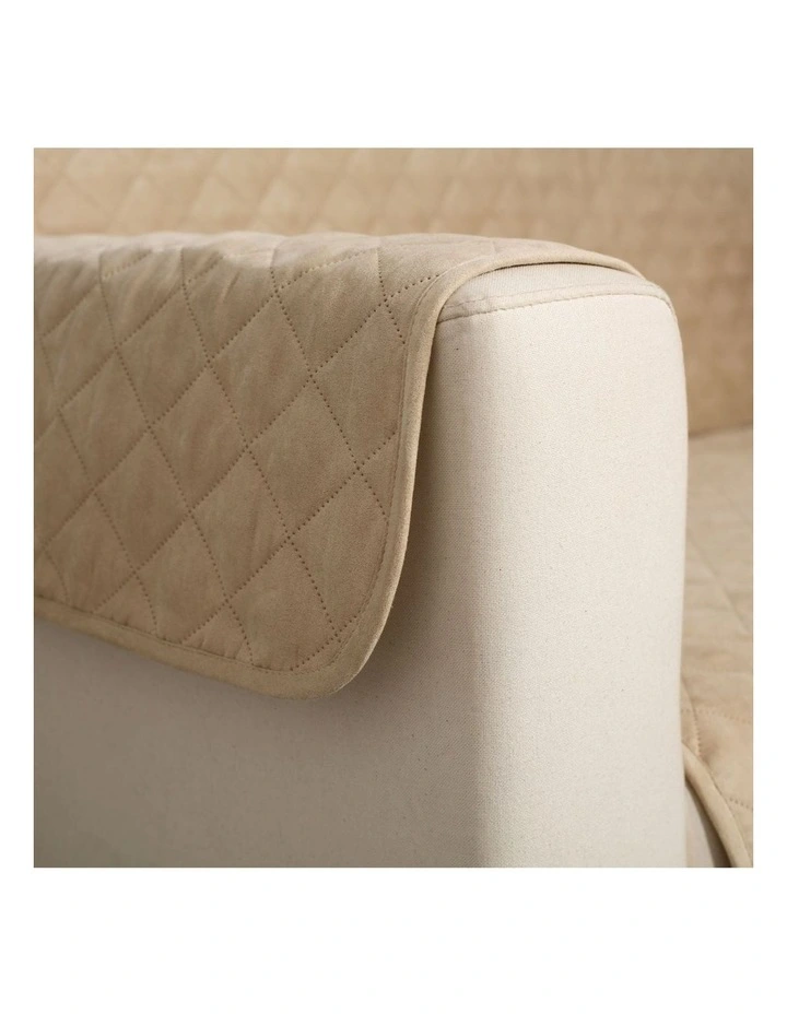 Cozy Quilted Sofa Cover for Loveseat in Oat image 6