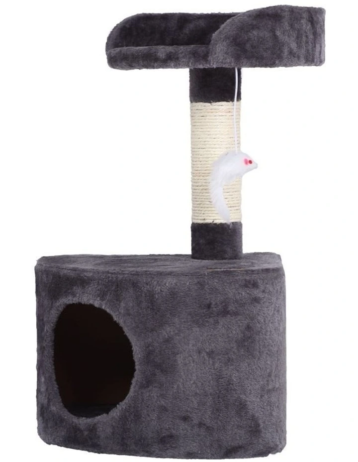 Cat Tree With Round House in Charcoal/Cream image 1