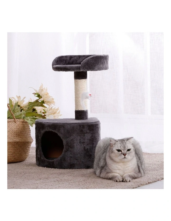 Cat Tree With Round House in Charcoal/Cream image 2