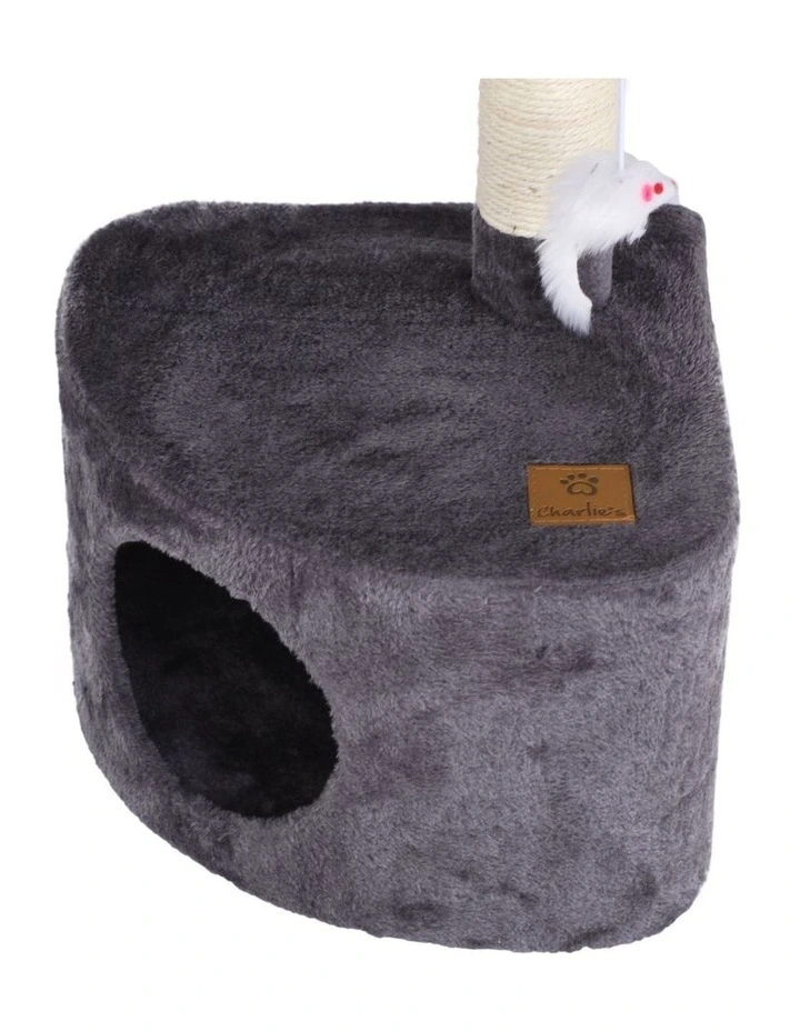 Cat Tree With Round House in Charcoal/Cream image 5