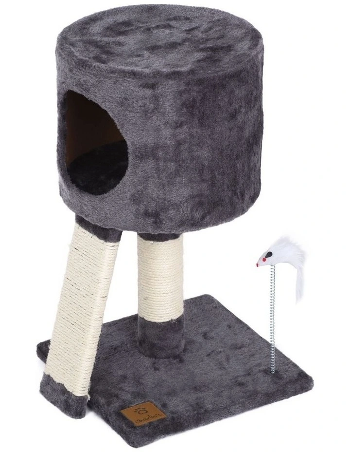 Lite Cat Tree Cubby With Scratching Post 30x30x52cm in Charcoal image 1
