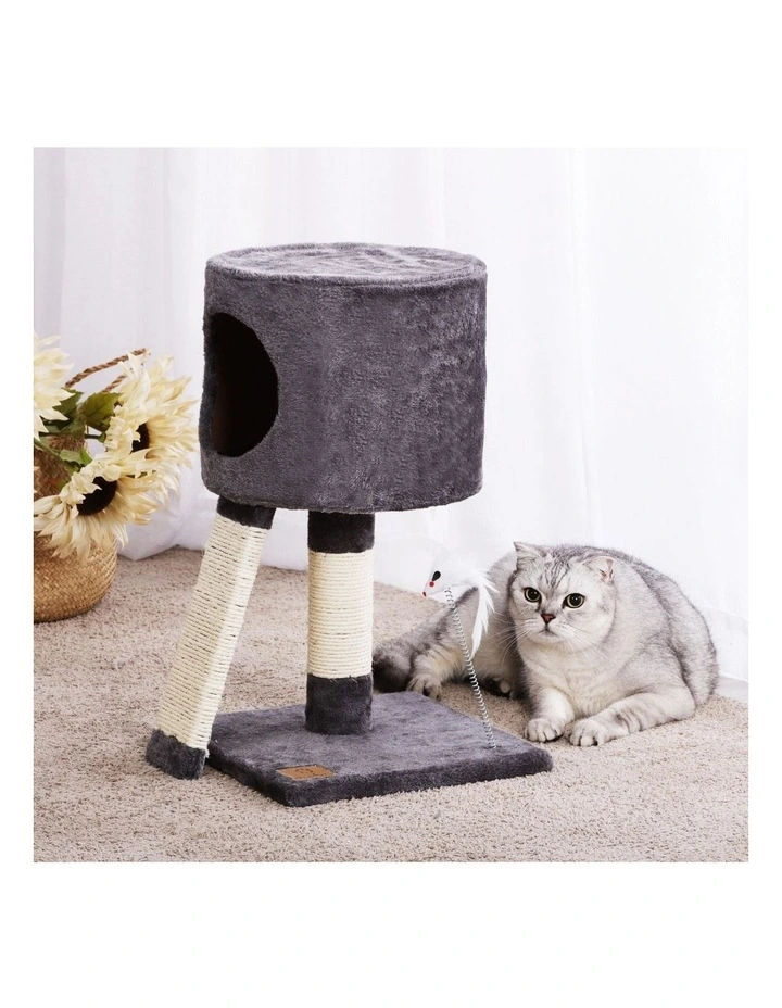 Lite Cat Tree Cubby With Scratching Post 30x30x52cm in Charcoal image 2