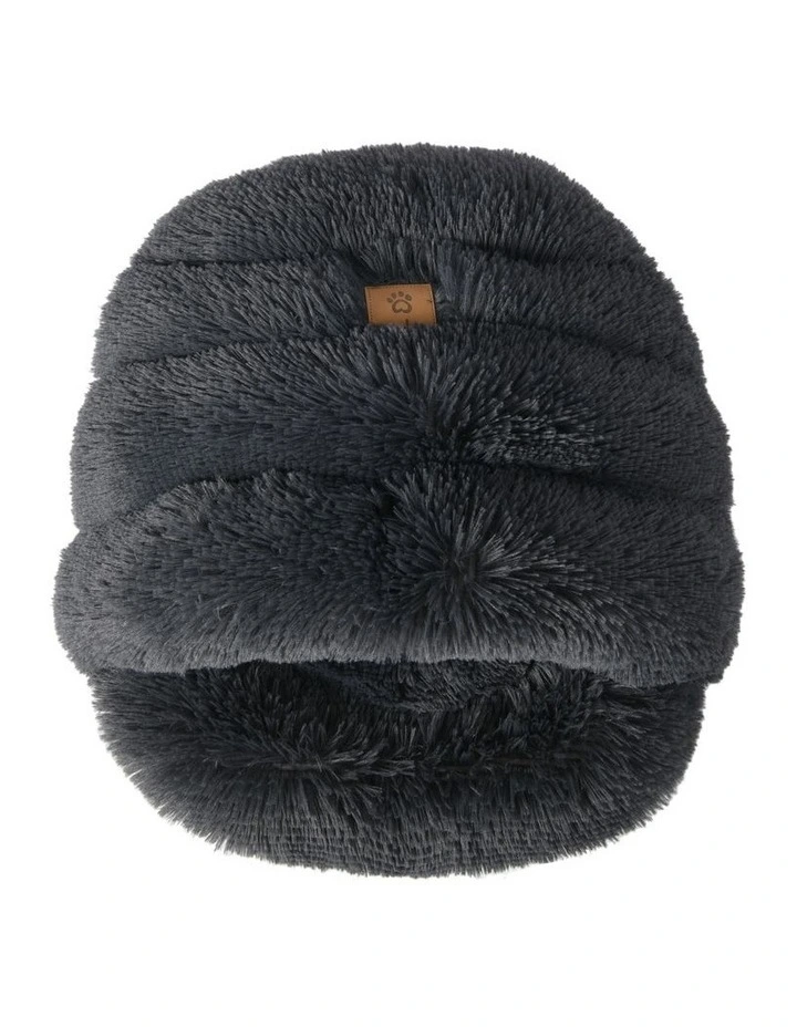 Shaggy Fur Faux Igloo Cat Cave Bed 60x50cm in Charcoal image 3