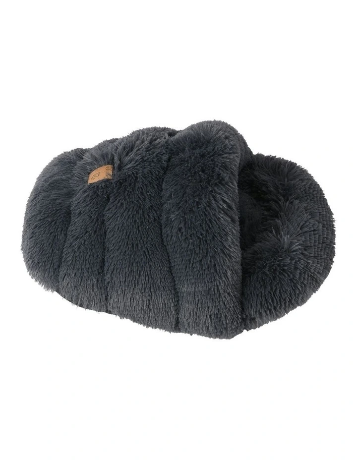Shaggy Fur Faux Igloo Cat Cave Bed 60x50cm in Charcoal image 4