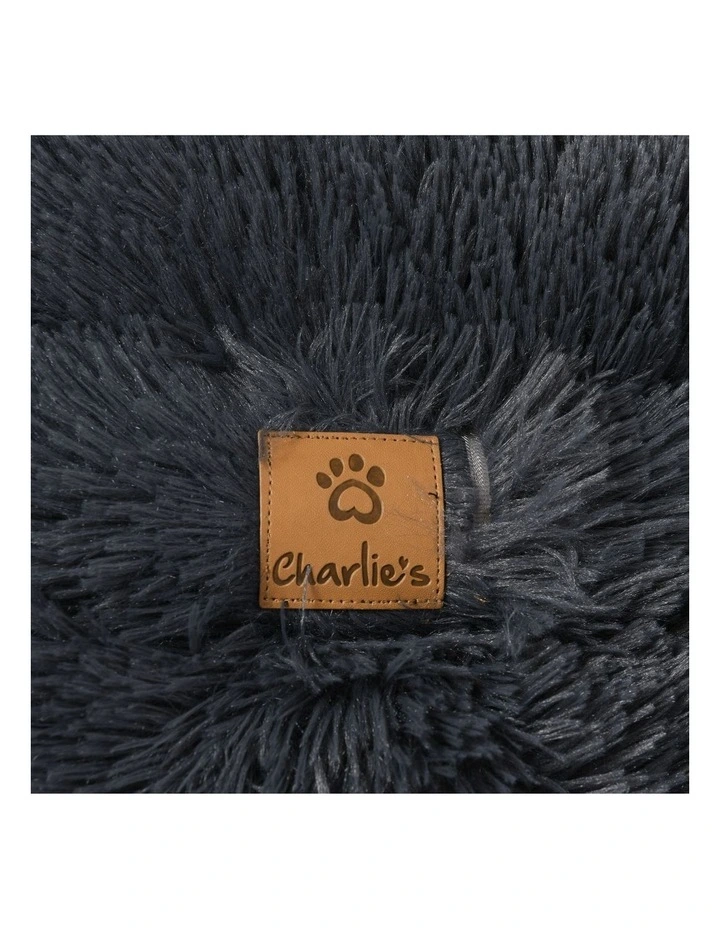 Shaggy Fur Faux Igloo Cat Cave Bed 60x50cm in Charcoal image 7